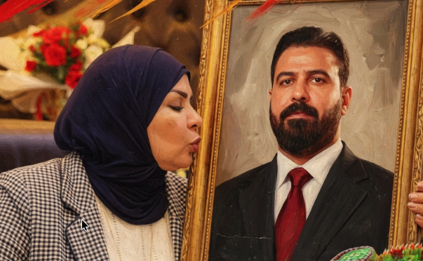لمى الموسوي تنزع صورة السوداني الذي مازال رئيسا وتعلق الزيدي الذي لم يُنصّب بعد