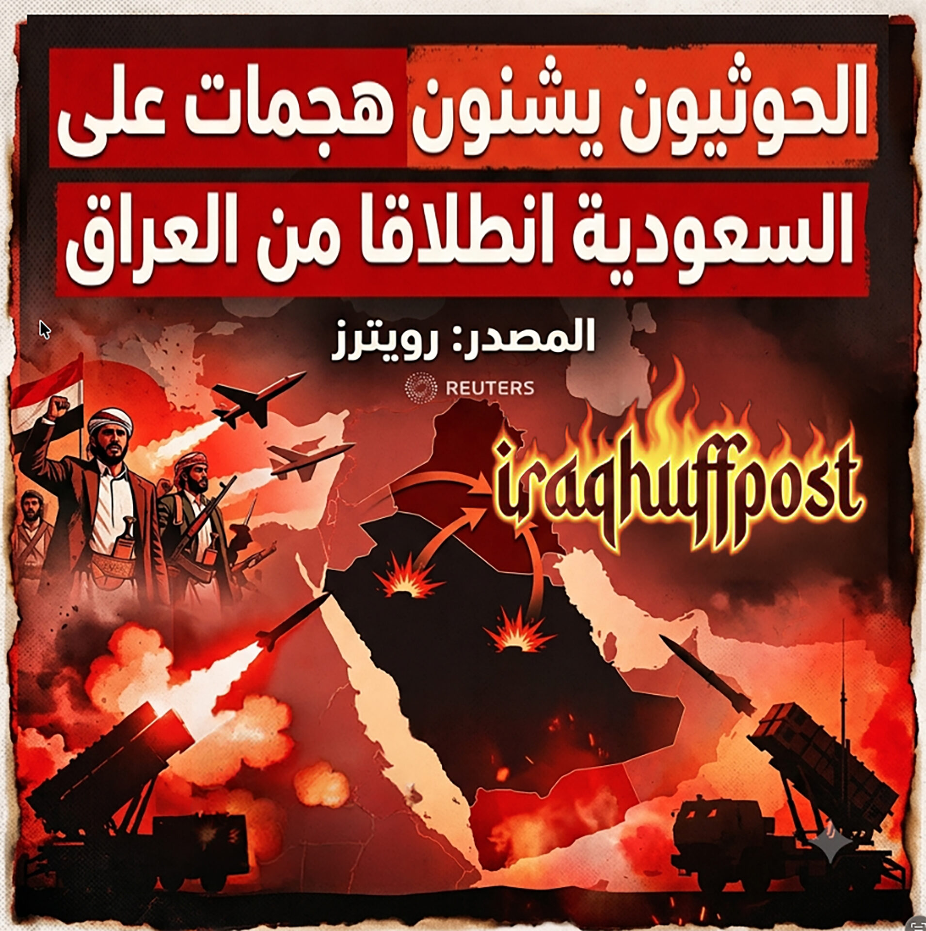 رويترز: الحوثيون يشنون هجمات على السعودية انطلاقا من العراق