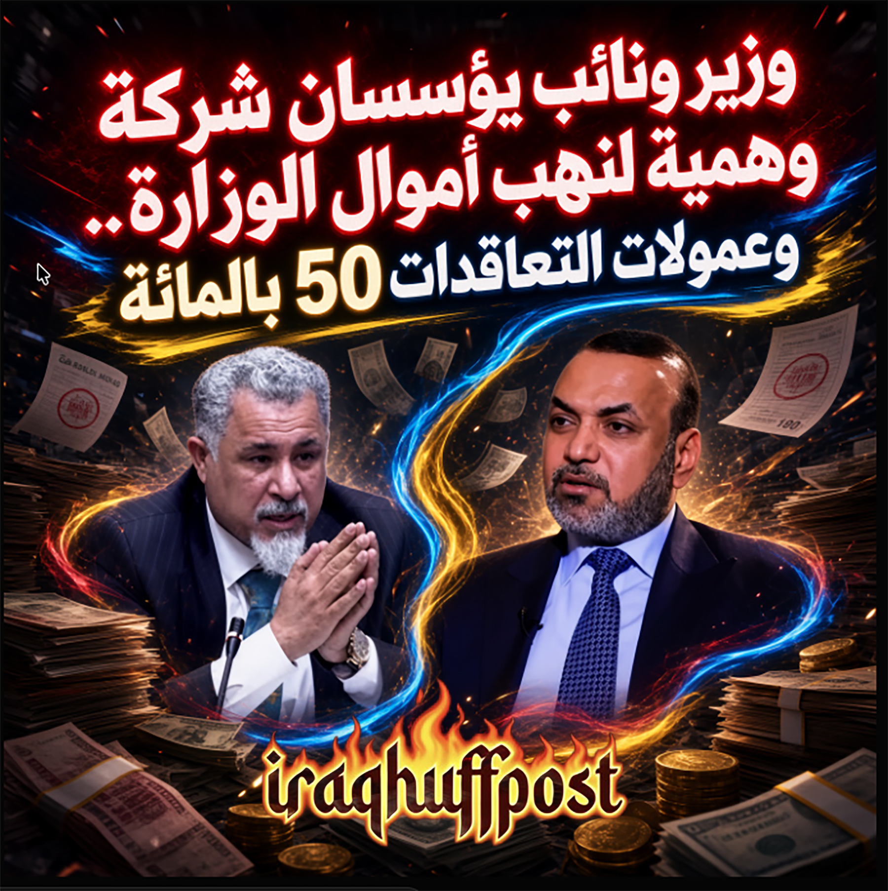 وزير ونائب يؤسسان شركة وهمية لنهب أموال الوزارة.. وعمولات التعاقدات 50 بالمائة