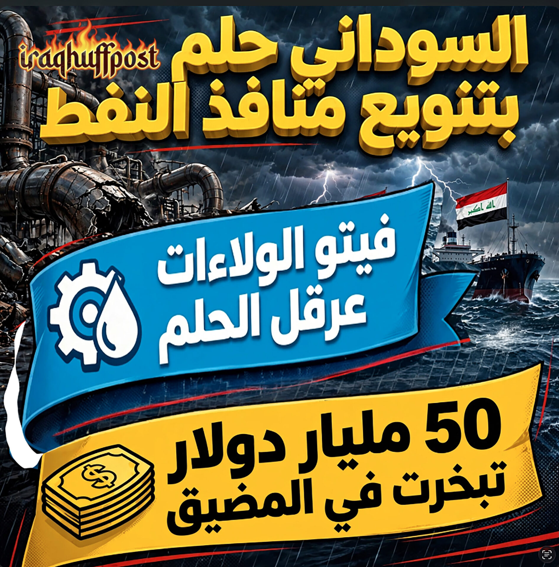 السوداني حلم بتنويع منافذ النفط… و فيتو الولاءات عرقل الحلم.. 50 مليار دولار تبخرت في المضيق