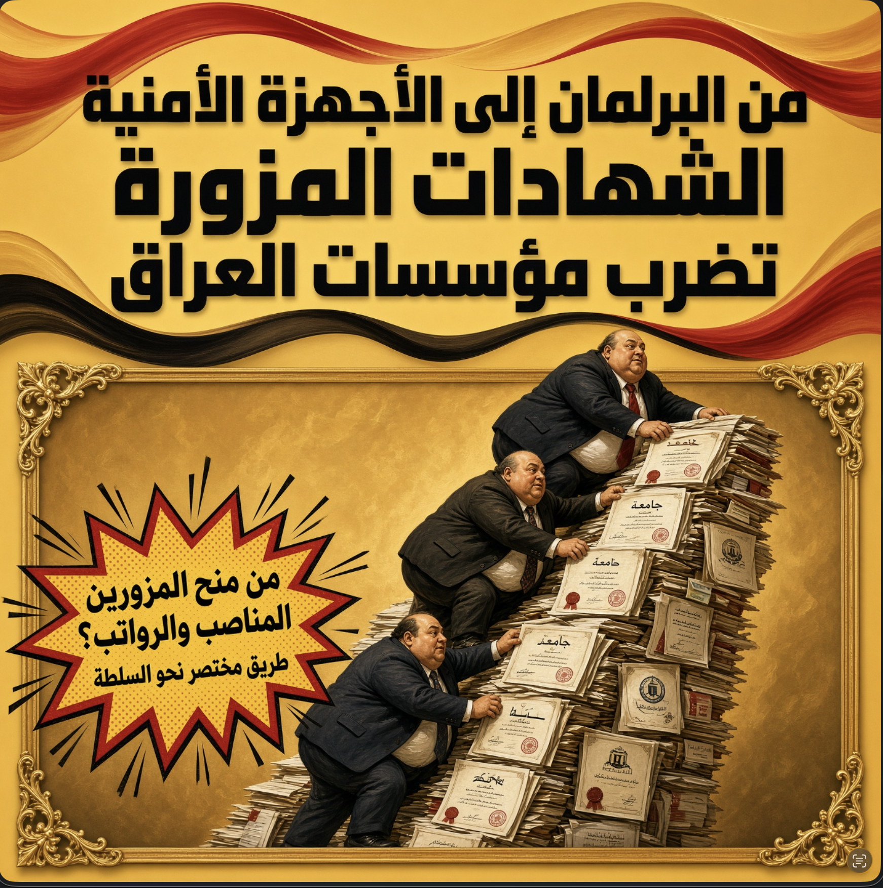 من البرلمان إلى الأجهزة الأمنية.. الشهادات المزورة تضرب مؤسسات العراق